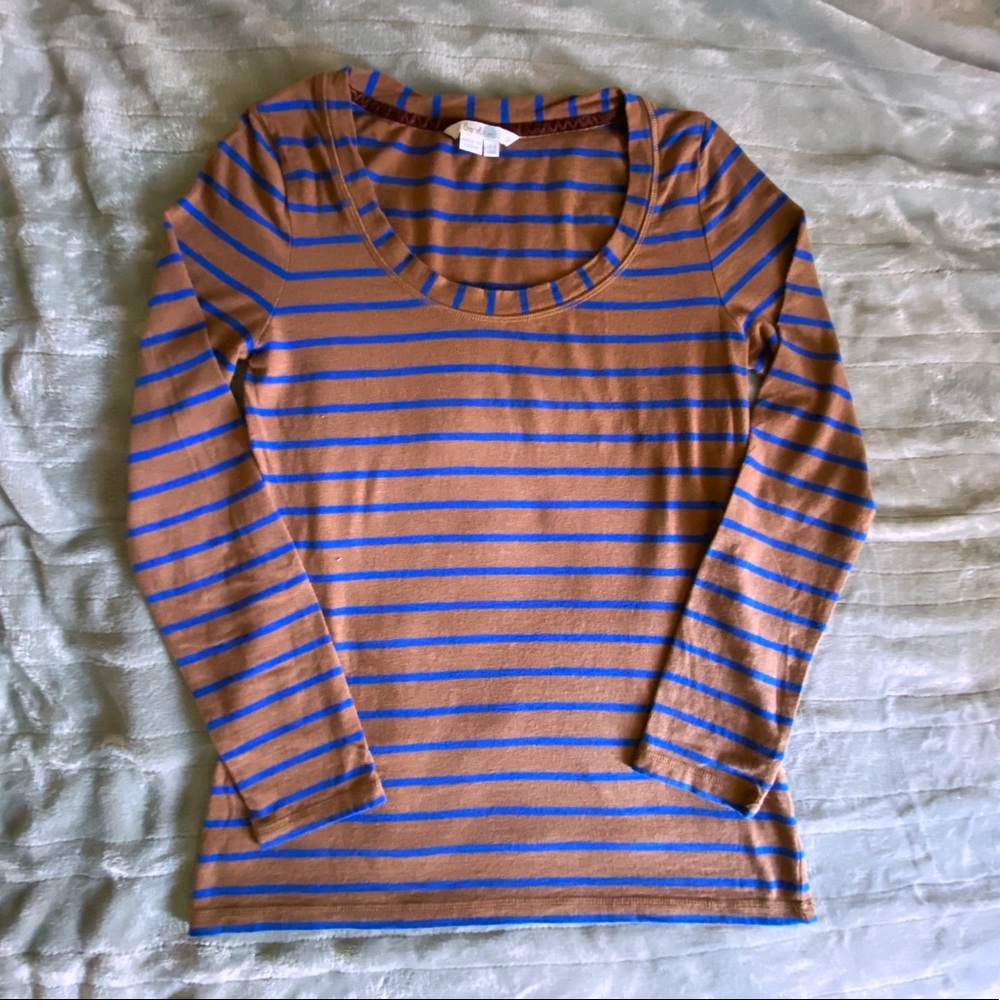 Boden Stripe Scoop Neck Long Sleeve T-Shirt